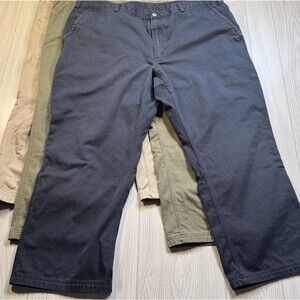 Lot of 3 Duluth Trading Fire Hose Carpenter Work Pants Mens 46x30 Navy Green Tan